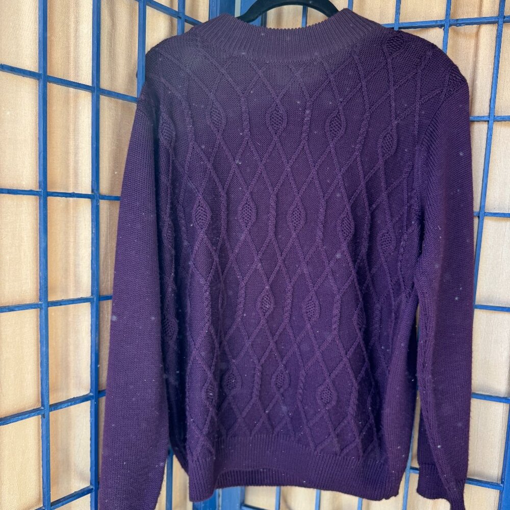 Alfred Dunner maroon Textured Knit Sweater Small